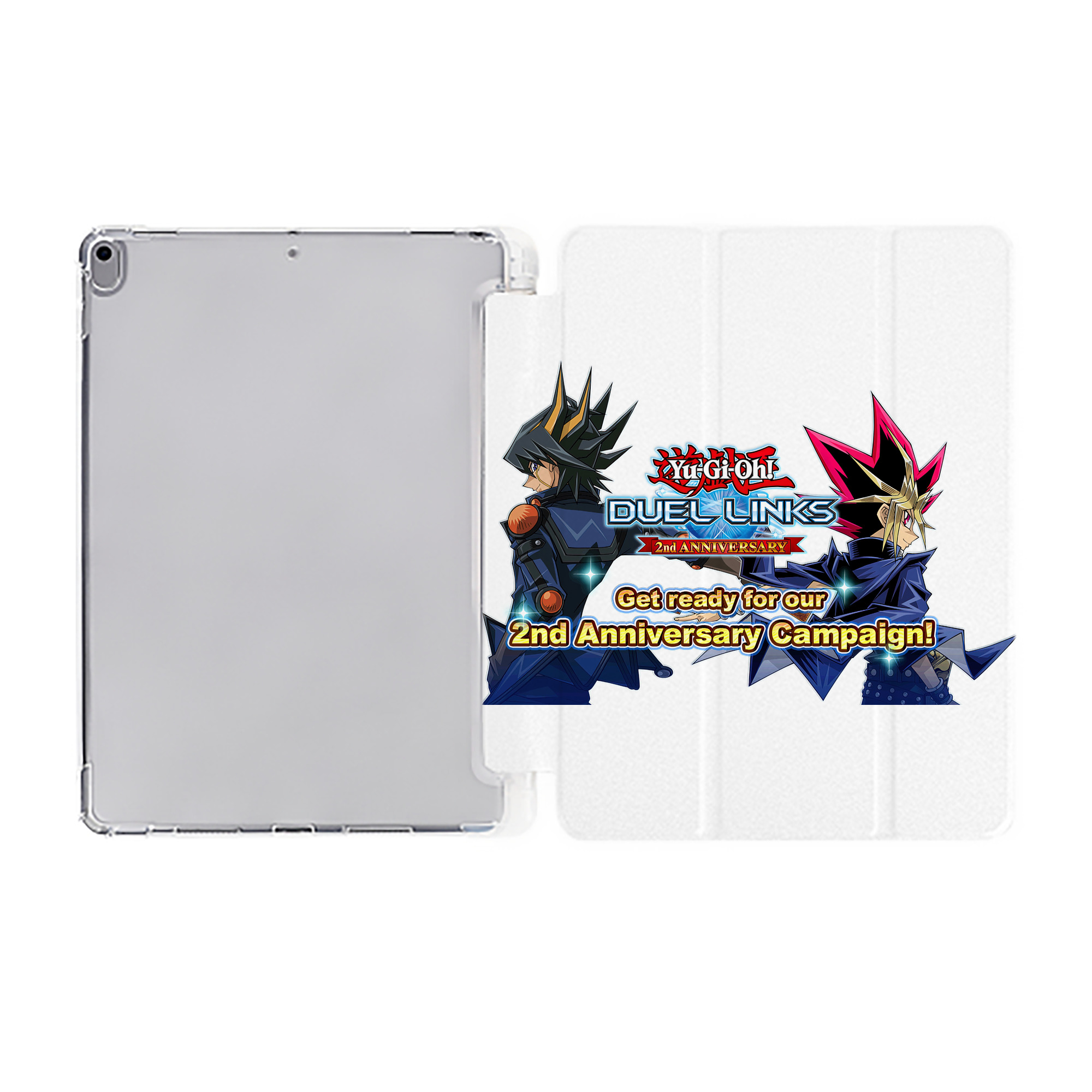 （画像用） 遊☆戯☆王 Yu-Gi-Oh! IPad ケース ペン収納付き 三つ折りスタンド PUレザー×シリコン 対応機種9.5/10.5/10.9インチ